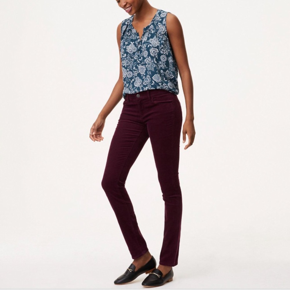 Ann Taylor LOFT Modern Skinny Corduroy Burgundy